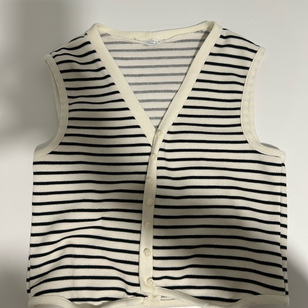 Striped Sleeveless Button Down Shirt